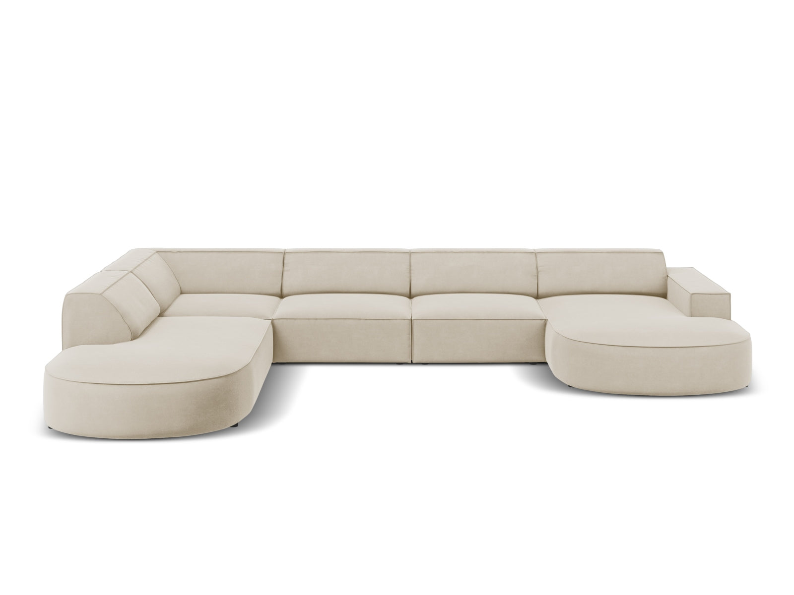Jodie Velour modulares Panoramic Ecksofa links 7 Sitzer in Dark Beige präsentiert im Onlineshop von KAQTU Design AG. Ecksofa links ist von Micadoni