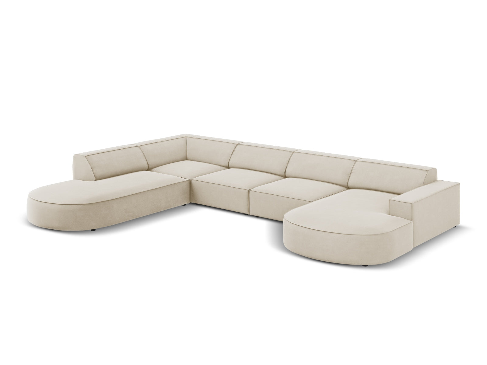Jodie Velour modulares Panoramic Ecksofa links 7 Sitzer in Dark Beige präsentiert im Onlineshop von KAQTU Design AG. Ecksofa links ist von Micadoni