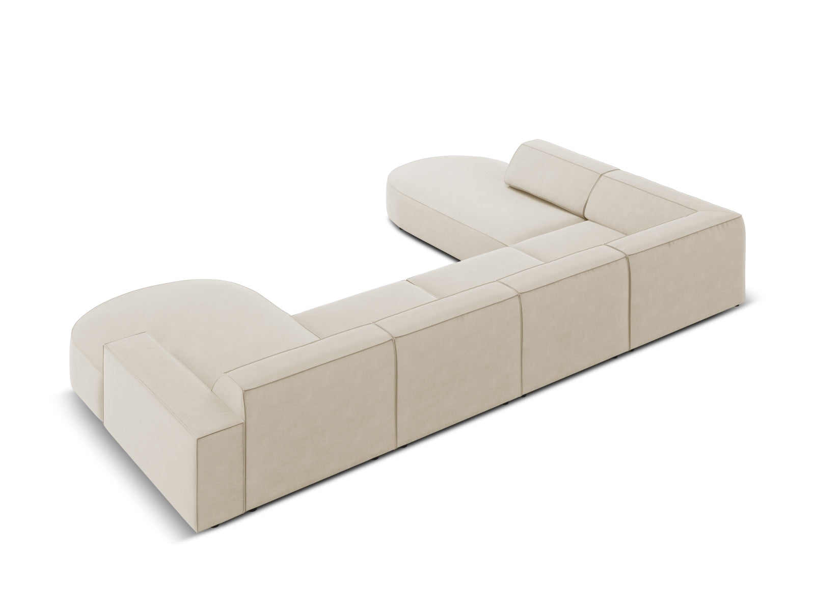 Jodie Velour modulares Panoramic Ecksofa links 7 Sitzer in Dark Beige präsentiert im Onlineshop von KAQTU Design AG. Ecksofa links ist von Micadoni