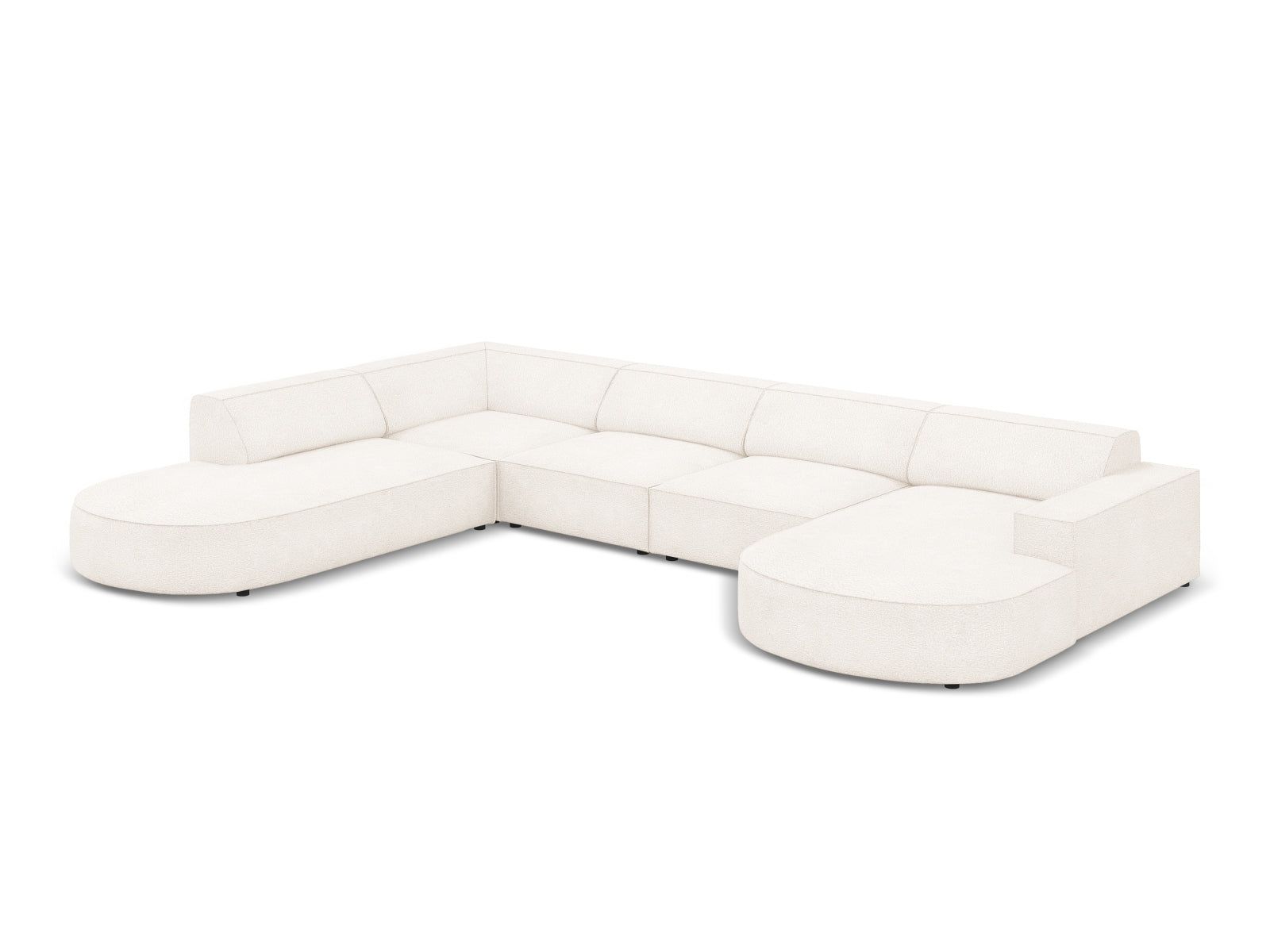 Jodie Boucle modulares Panoramic Ecksofa links 7 Sitzer in Beige präsentiert im Onlineshop von KAQTU Design AG. Ecksofa links ist von Micadoni