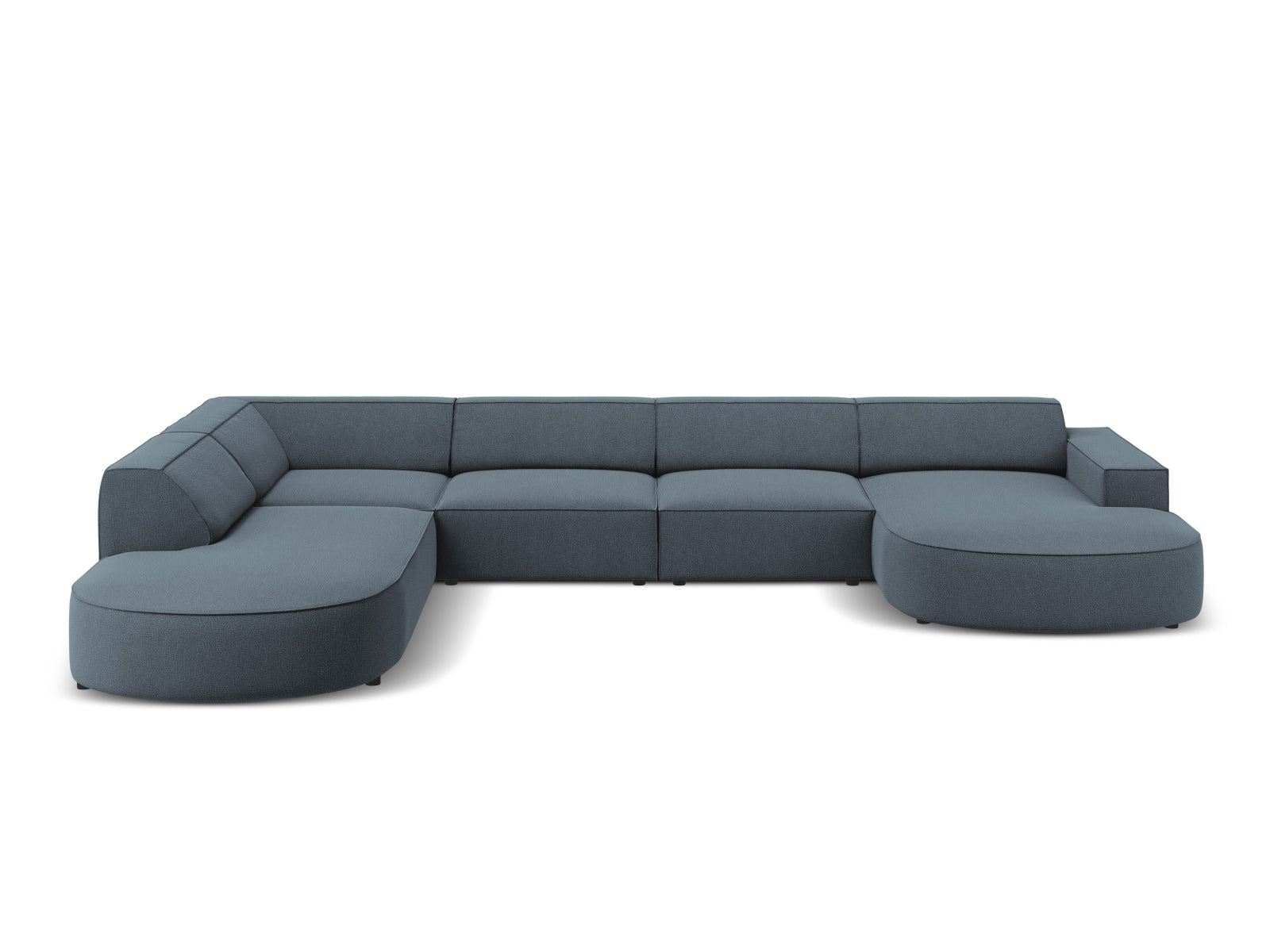 Jodie Modulares Panoramic Ecksofa links 7 Sitzer in Blue präsentiert im Onlineshop von KAQTU Design AG. Ecksofa links ist von Micadoni