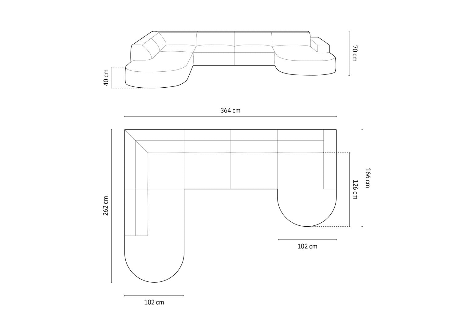 Jodie Modulares Panoramic Ecksofa links 7 Sitzer in Blue präsentiert im Onlineshop von KAQTU Design AG. Ecksofa links ist von Micadoni