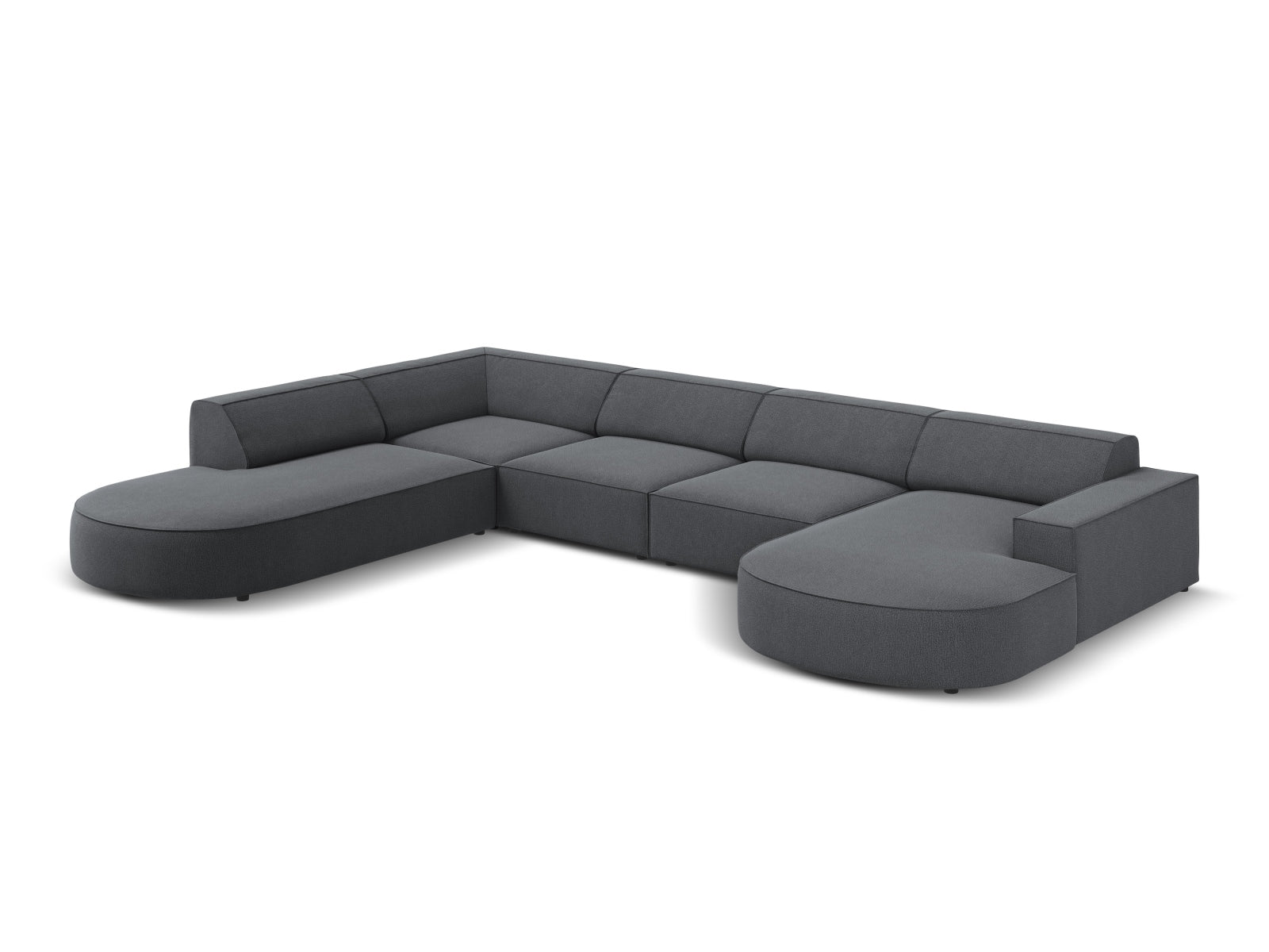 Jodie Modulares Panoramic Ecksofa links 7 Sitzer in Dark Grey präsentiert im Onlineshop von KAQTU Design AG. Ecksofa links ist von Micadoni