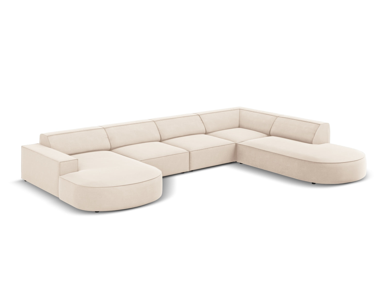 Jodie Velour modulares Panoramic Ecksofa rechts 7 Sitzer in Light Beige präsentiert im Onlineshop von KAQTU Design AG. Ecksofa rechts ist von Micadoni