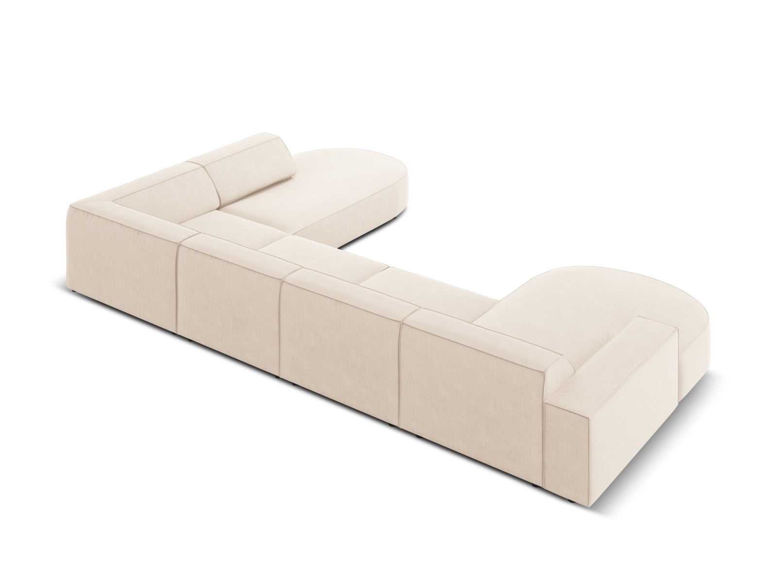 Jodie Velour modulares Panoramic Ecksofa rechts 7 Sitzer in Light Beige präsentiert im Onlineshop von KAQTU Design AG. Ecksofa rechts ist von Micadoni
