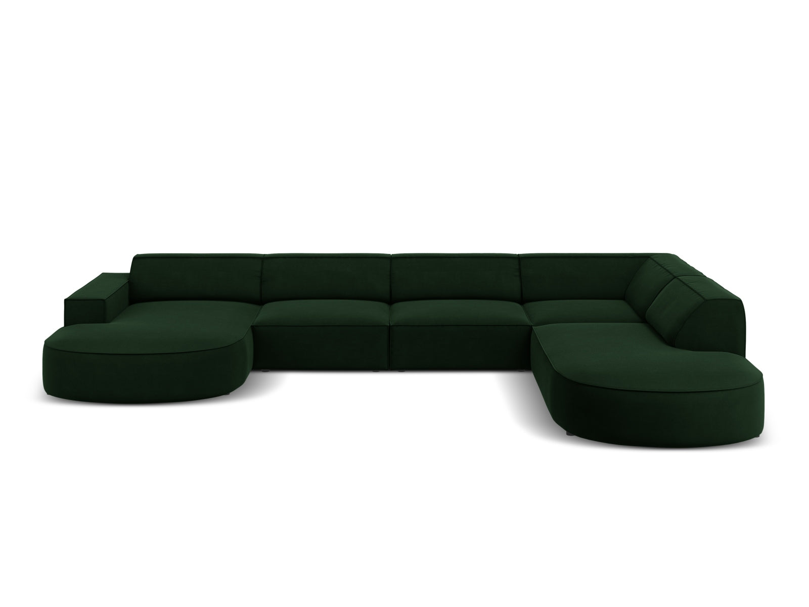 Jodie Velour modulares Panoramic Ecksofa rechts 7 Sitzer in Bottle Green präsentiert im Onlineshop von KAQTU Design AG. Ecksofa rechts ist von Micadoni