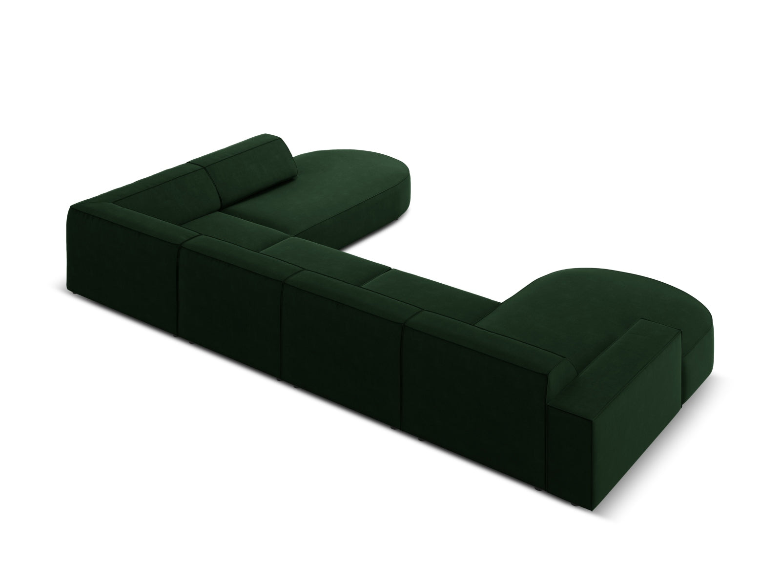Jodie Velour modulares Panoramic Ecksofa rechts 7 Sitzer in Bottle Green präsentiert im Onlineshop von KAQTU Design AG. Ecksofa rechts ist von Micadoni