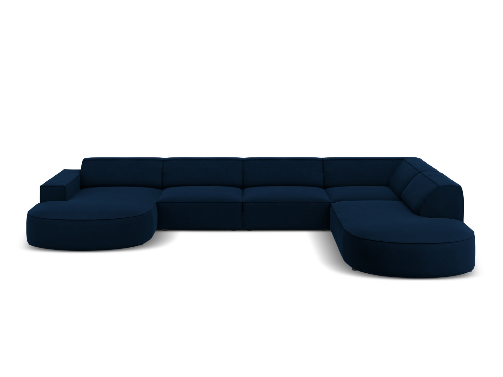 Jodie Velour modulares Panoramic Ecksofa rechts 7 Sitzer in Royal Blue präsentiert im Onlineshop von KAQTU Design AG. Ecksofa rechts ist von Micadoni