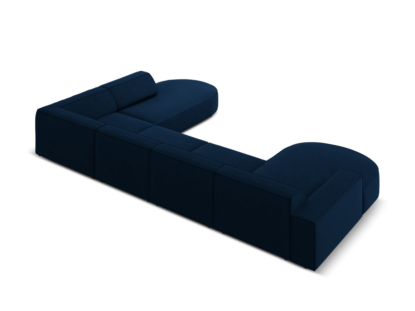 Jodie Velour modulares Panoramic Ecksofa rechts 7 Sitzer in Royal Blue präsentiert im Onlineshop von KAQTU Design AG. Ecksofa rechts ist von Micadoni