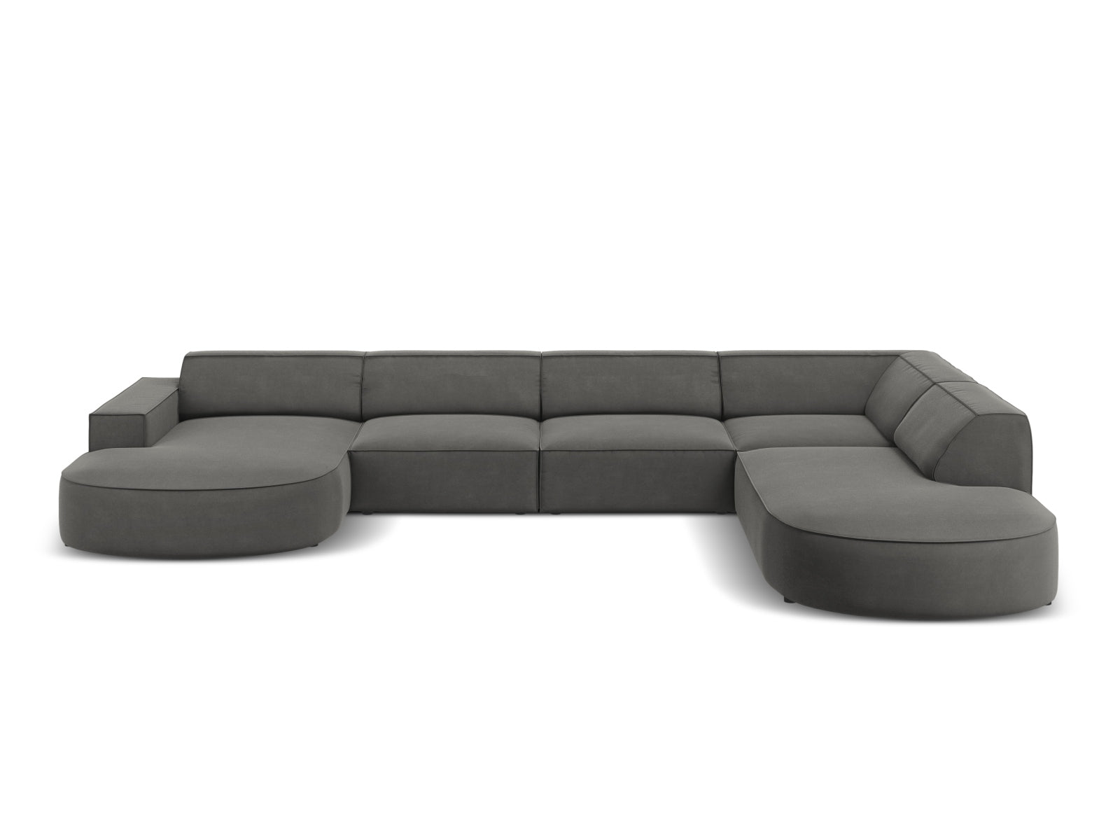 Jodie Velour modulares Panoramic Ecksofa rechts 7 Sitzer in Light Grey präsentiert im Onlineshop von KAQTU Design AG. Ecksofa rechts ist von Micadoni