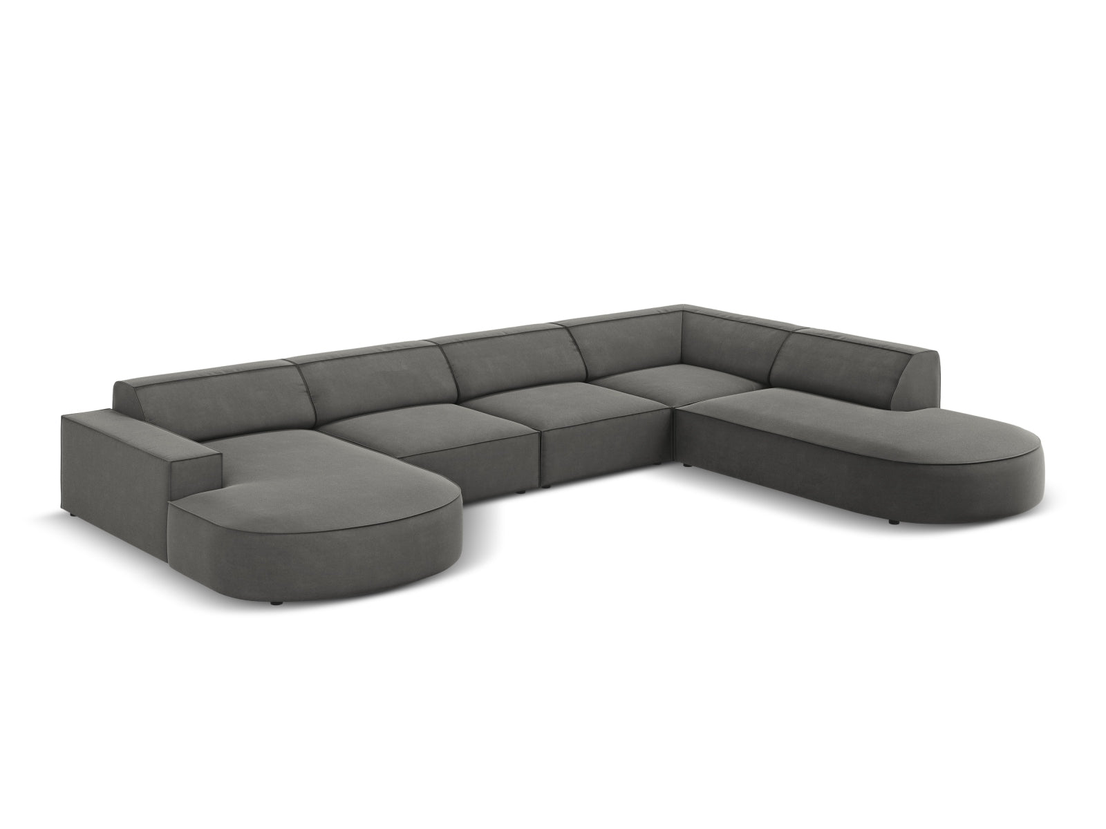 Jodie Velour modulares Panoramic Ecksofa rechts 7 Sitzer in Light Grey präsentiert im Onlineshop von KAQTU Design AG. Ecksofa rechts ist von Micadoni