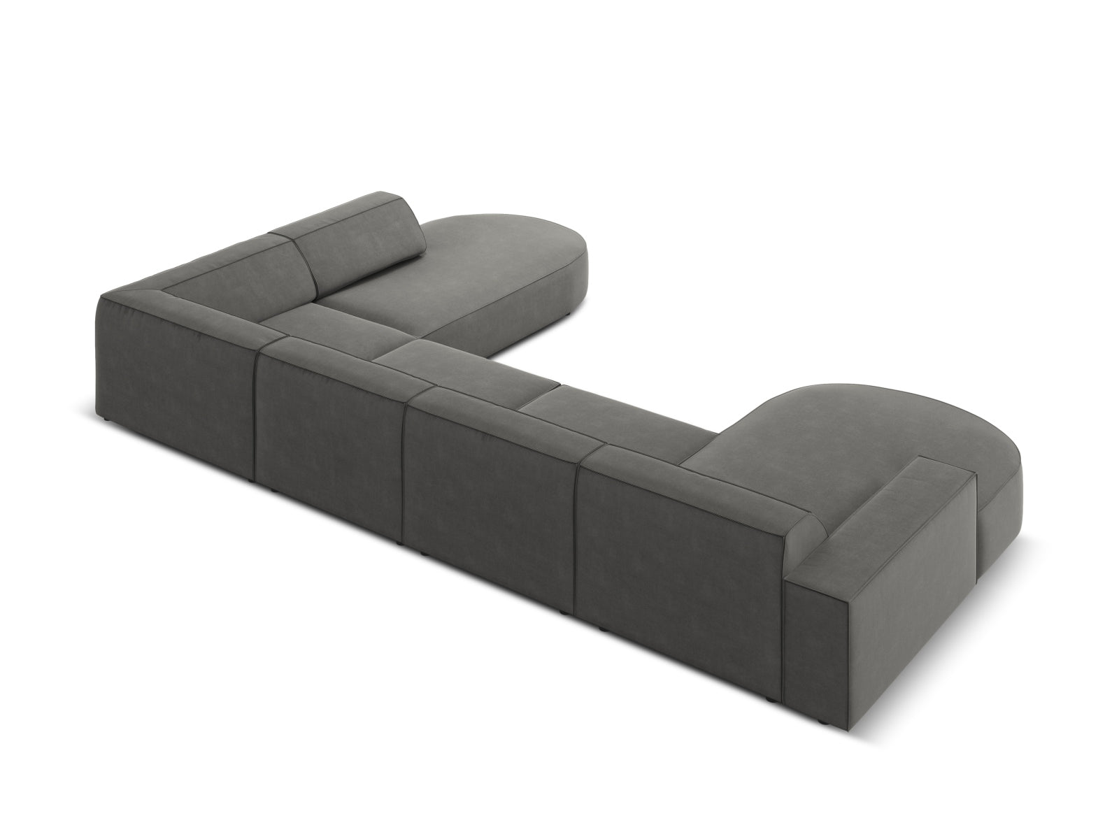 Jodie Velour modulares Panoramic Ecksofa rechts 7 Sitzer in Light Grey präsentiert im Onlineshop von KAQTU Design AG. Ecksofa rechts ist von Micadoni
