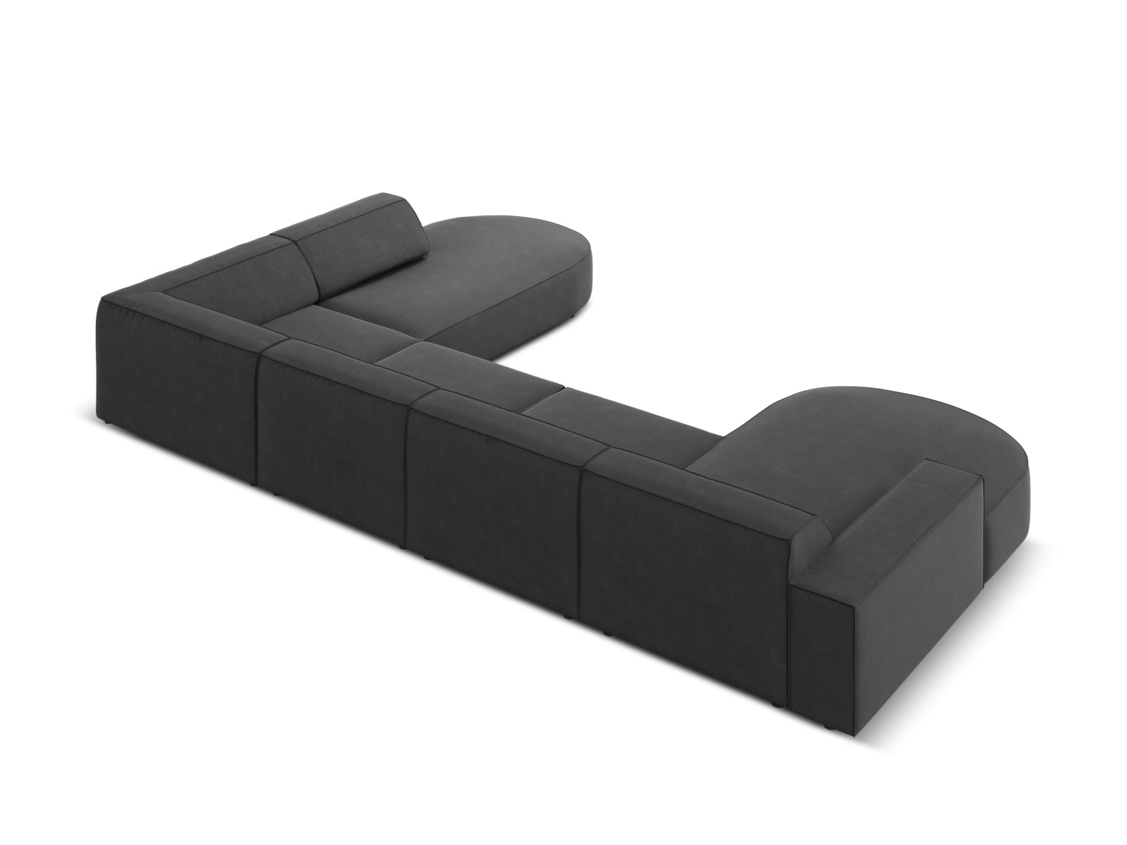 Jodie Velour modulares Panoramic Ecksofa rechts 7 Sitzer in Grey präsentiert im Onlineshop von KAQTU Design AG. Ecksofa rechts ist von Micadoni