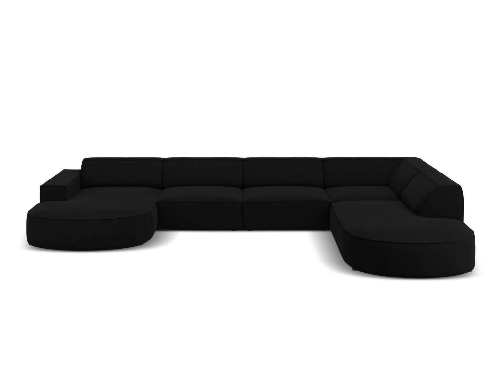 Jodie Velour modulares Panoramic Ecksofa rechts 7 Sitzer in Black präsentiert im Onlineshop von KAQTU Design AG. Ecksofa rechts ist von Micadoni
