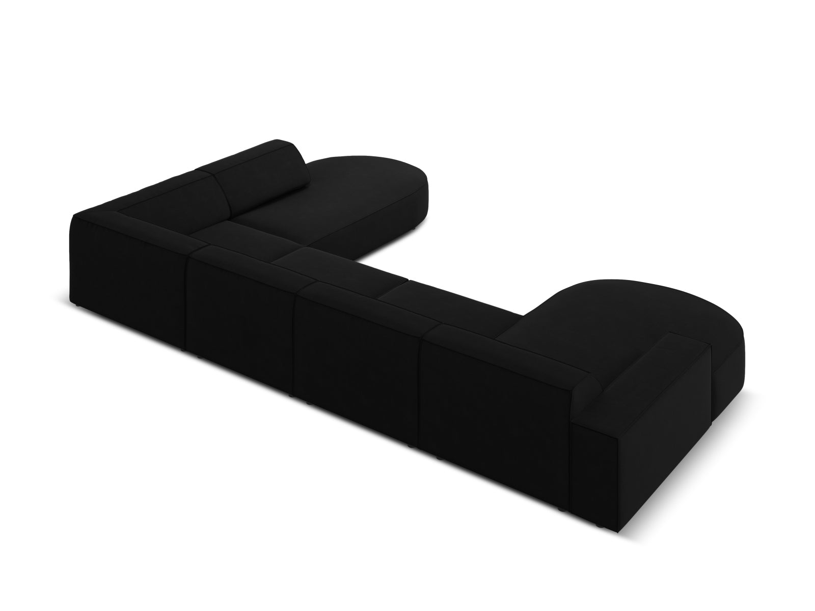 Jodie Velour modulares Panoramic Ecksofa rechts 7 Sitzer in Black präsentiert im Onlineshop von KAQTU Design AG. Ecksofa rechts ist von Micadoni