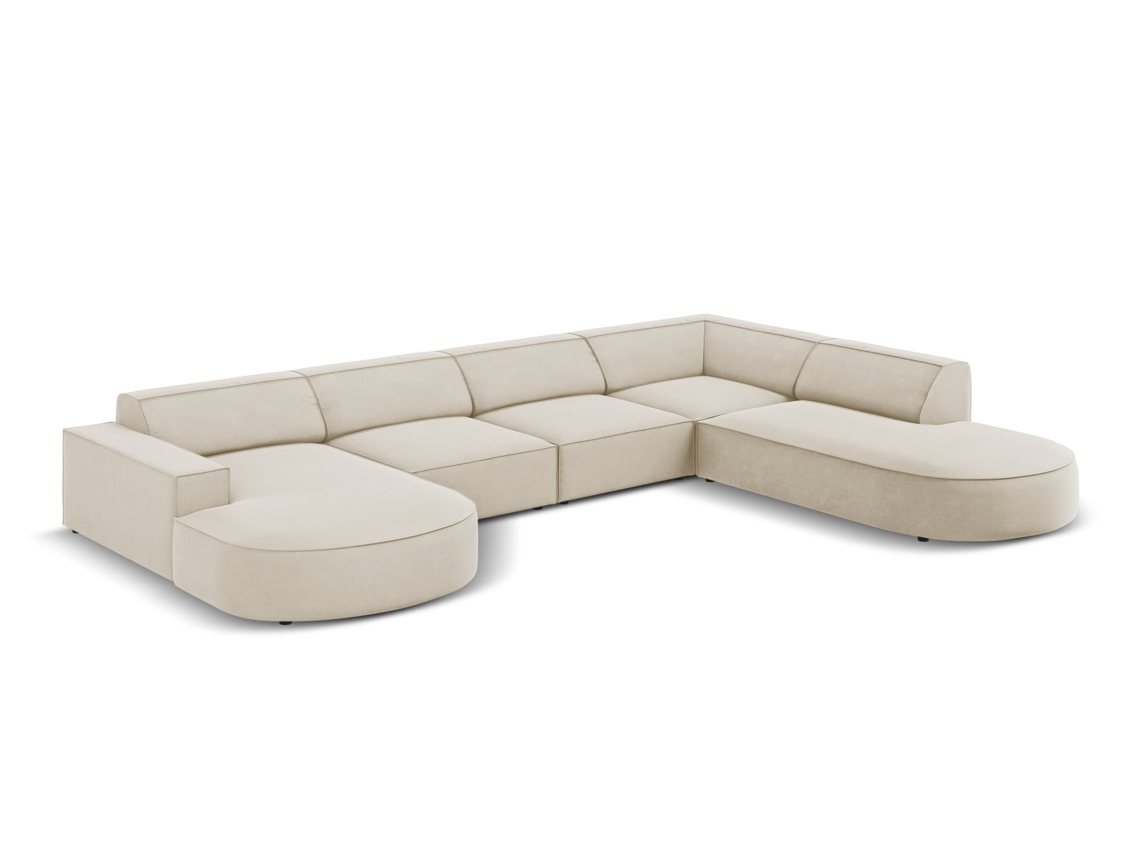 Jodie Velour modulares Panoramic Ecksofa rechts 7 Sitzer in Dark Beige präsentiert im Onlineshop von KAQTU Design AG. Ecksofa rechts ist von Micadoni