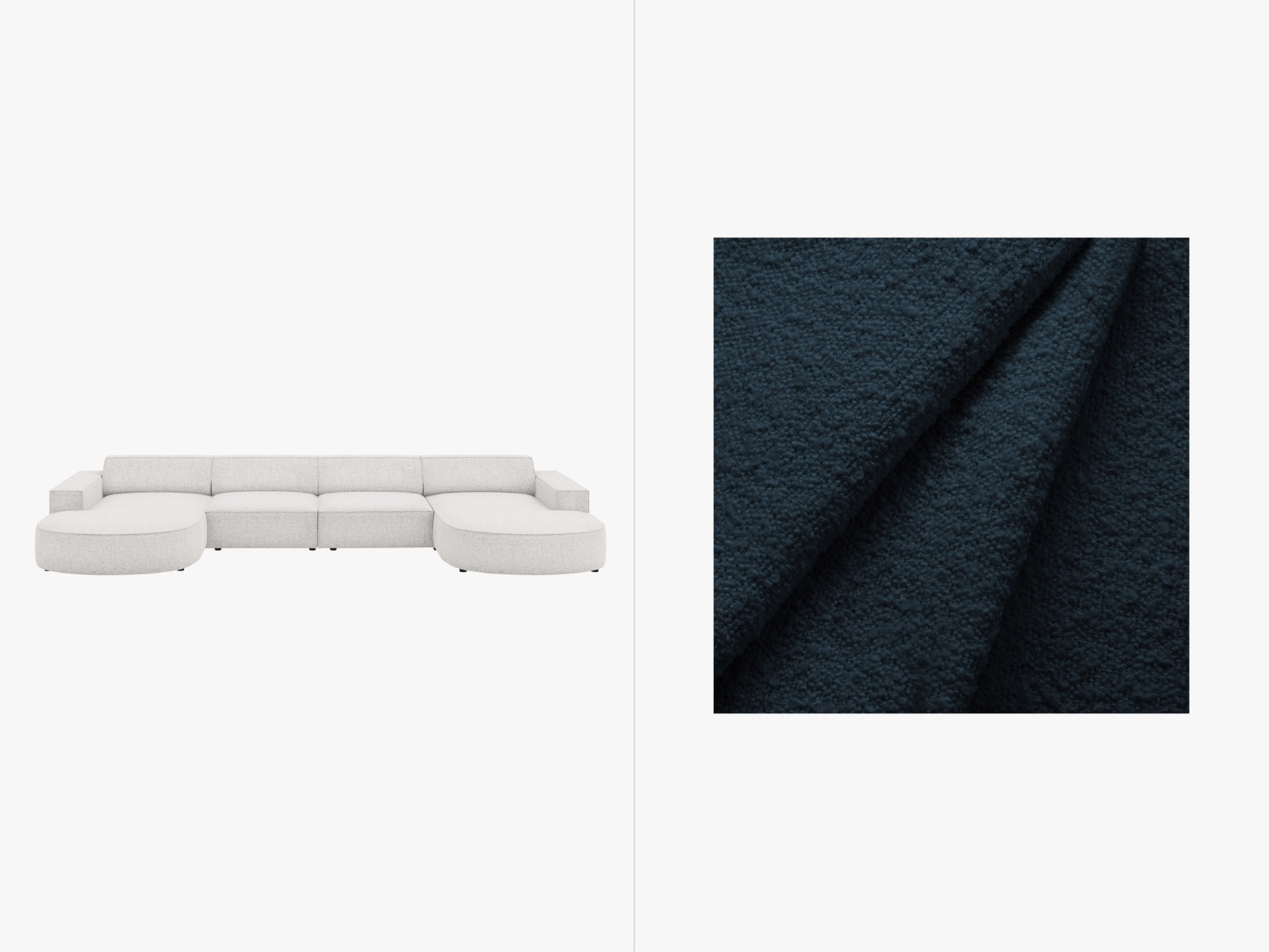 Jodie Boucle modulares Panoramic Sofa 6 Sitzer in Dark Blue präsentiert im Onlineshop von KAQTU Design AG. 3er Sofa ist von Micadoni