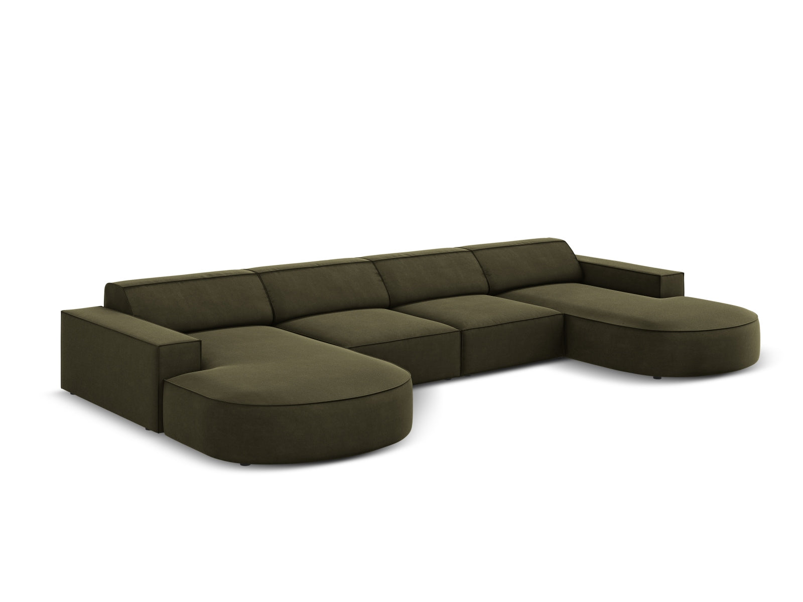Jodie Velour modulares Panoramic Sofa 6 Sitzer in Green präsentiert im Onlineshop von KAQTU Design AG. 3er Sofa ist von Micadoni