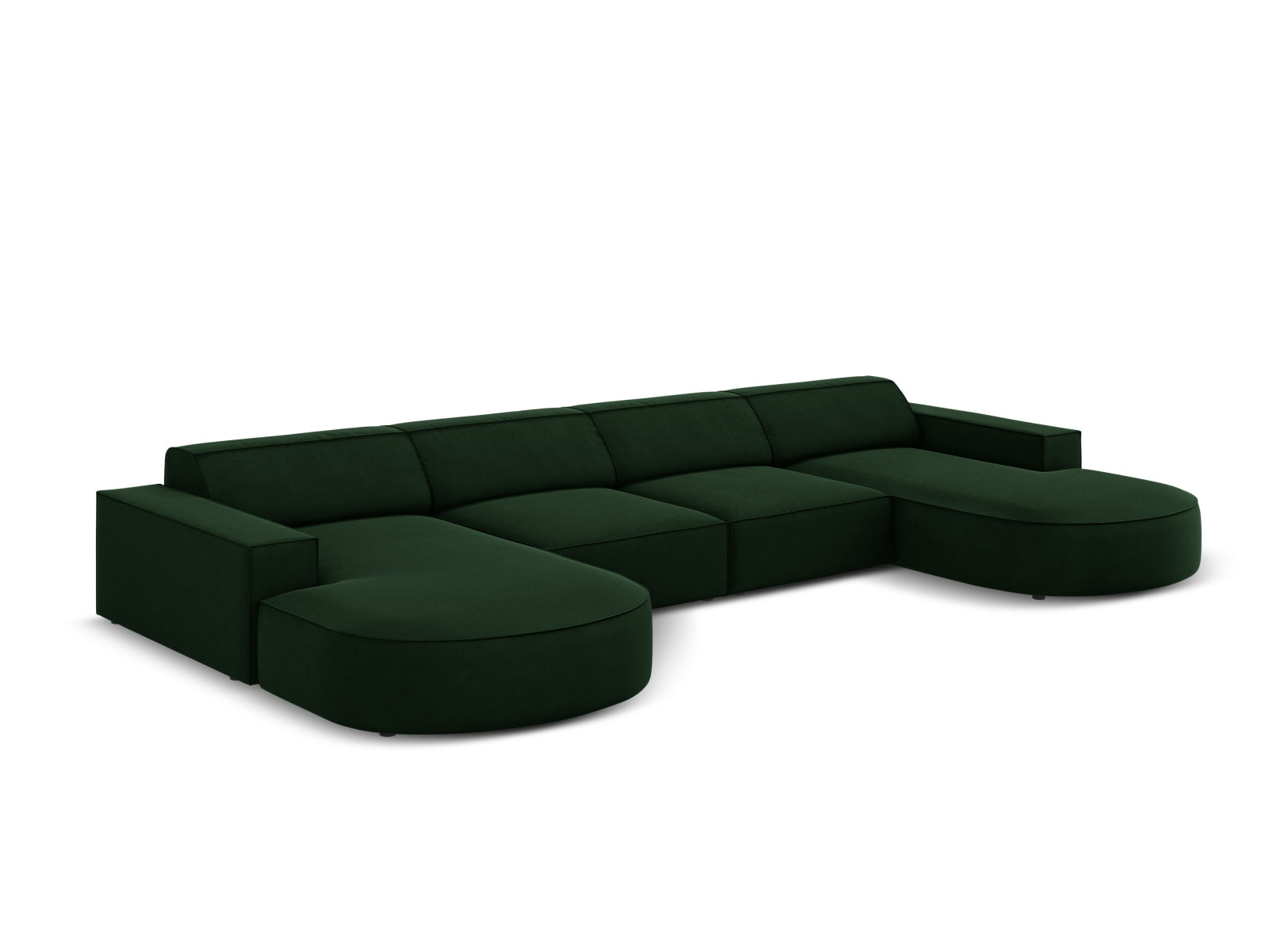 Jodie Velour modulares Panoramic Sofa 6 Sitzer in Bottle Green präsentiert im Onlineshop von KAQTU Design AG. 3er Sofa ist von Micadoni