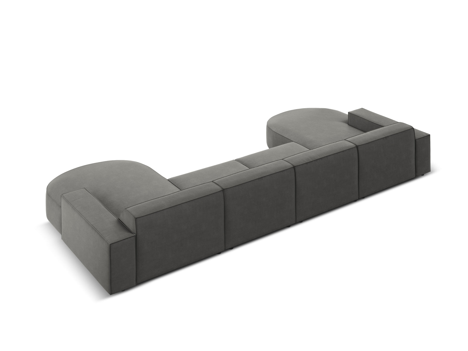 Jodie Velour modulares Panoramic Sofa 6 Sitzer in Light Grey präsentiert im Onlineshop von KAQTU Design AG. 3er Sofa ist von Micadoni
