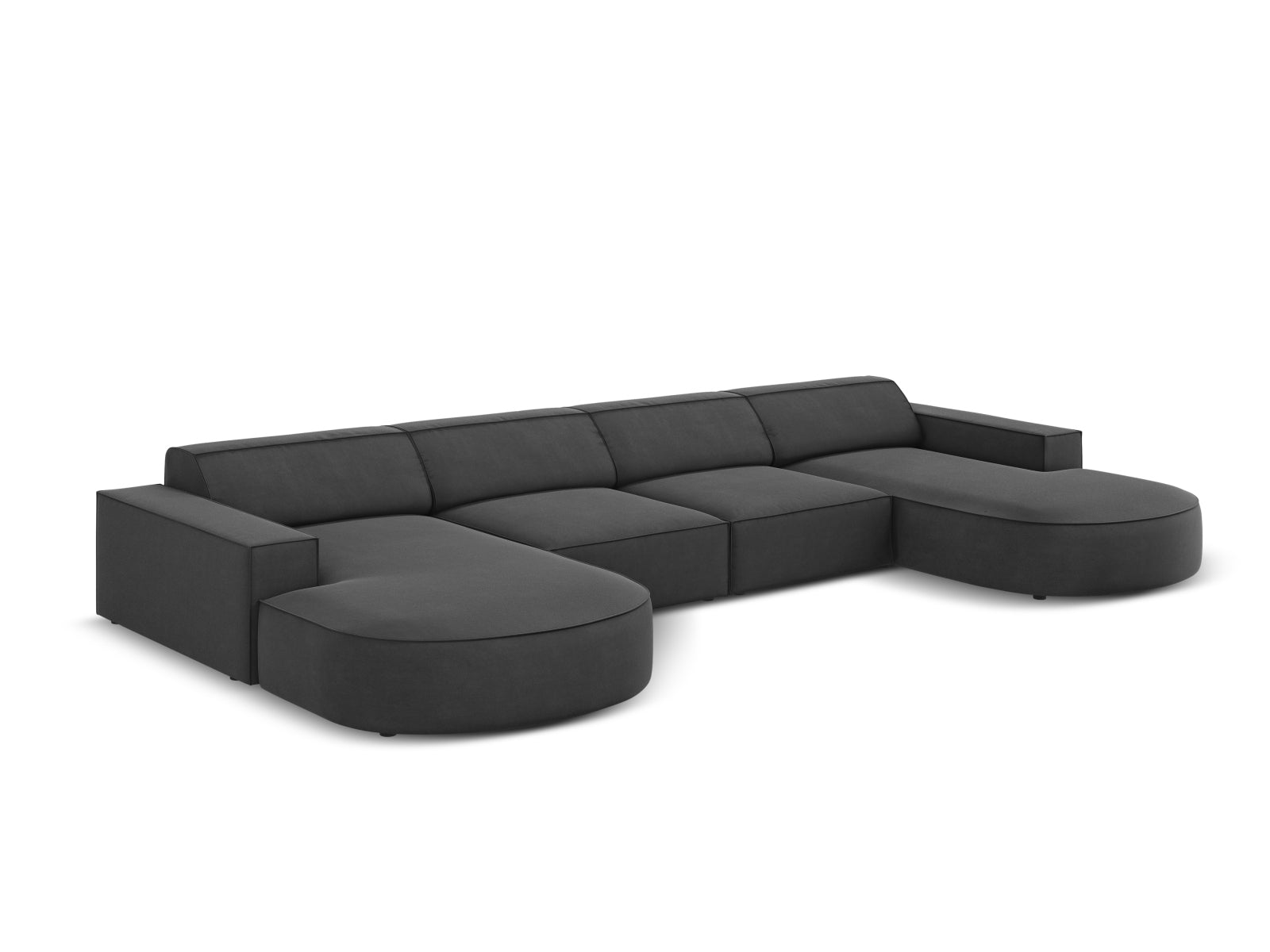 Jodie Velour modulares Panoramic Sofa 6 Sitzer in Grey präsentiert im Onlineshop von KAQTU Design AG. 3er Sofa ist von Micadoni