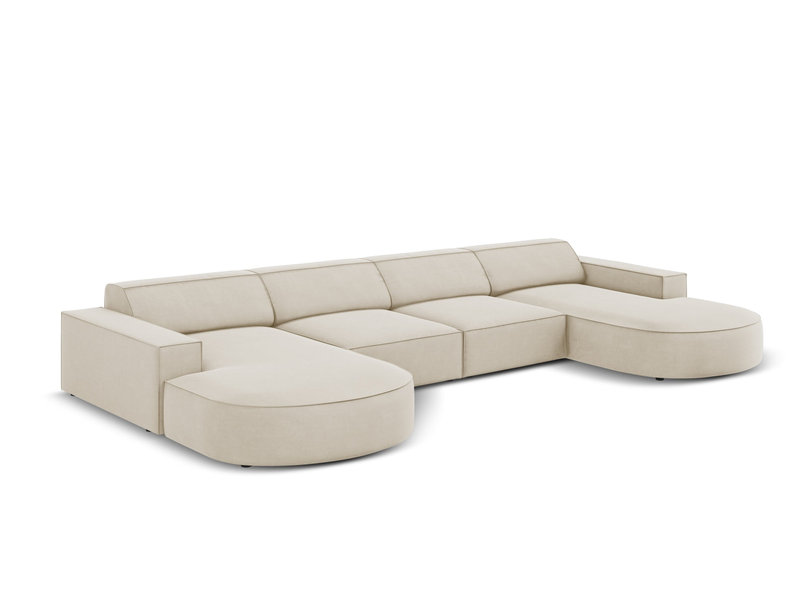 Jodie Velour modulares Panoramic Sofa 6 Sitzer in Dark Beige präsentiert im Onlineshop von KAQTU Design AG. 3er Sofa ist von Micadoni