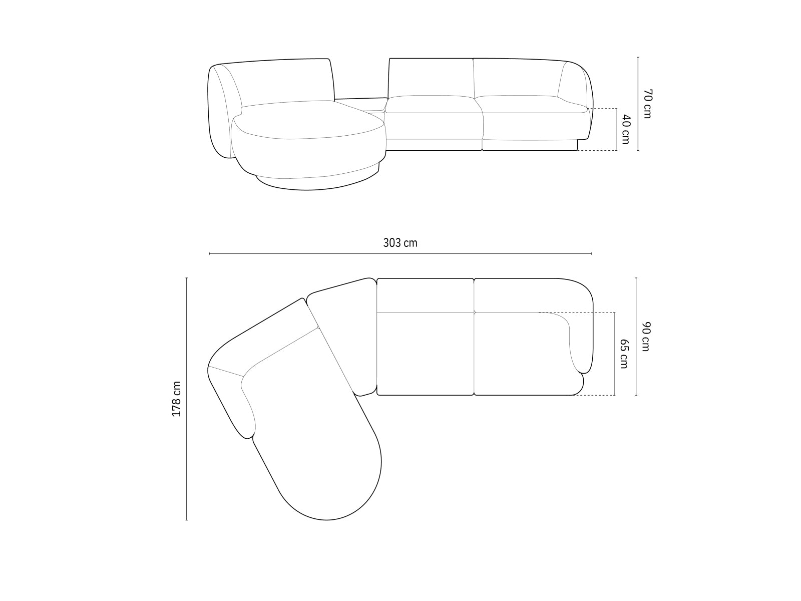 Miley Modulares Sofa links 3 Sitzer in White präsentiert im Onlineshop von KAQTU Design AG. L-Sofa links ist von Micadoni