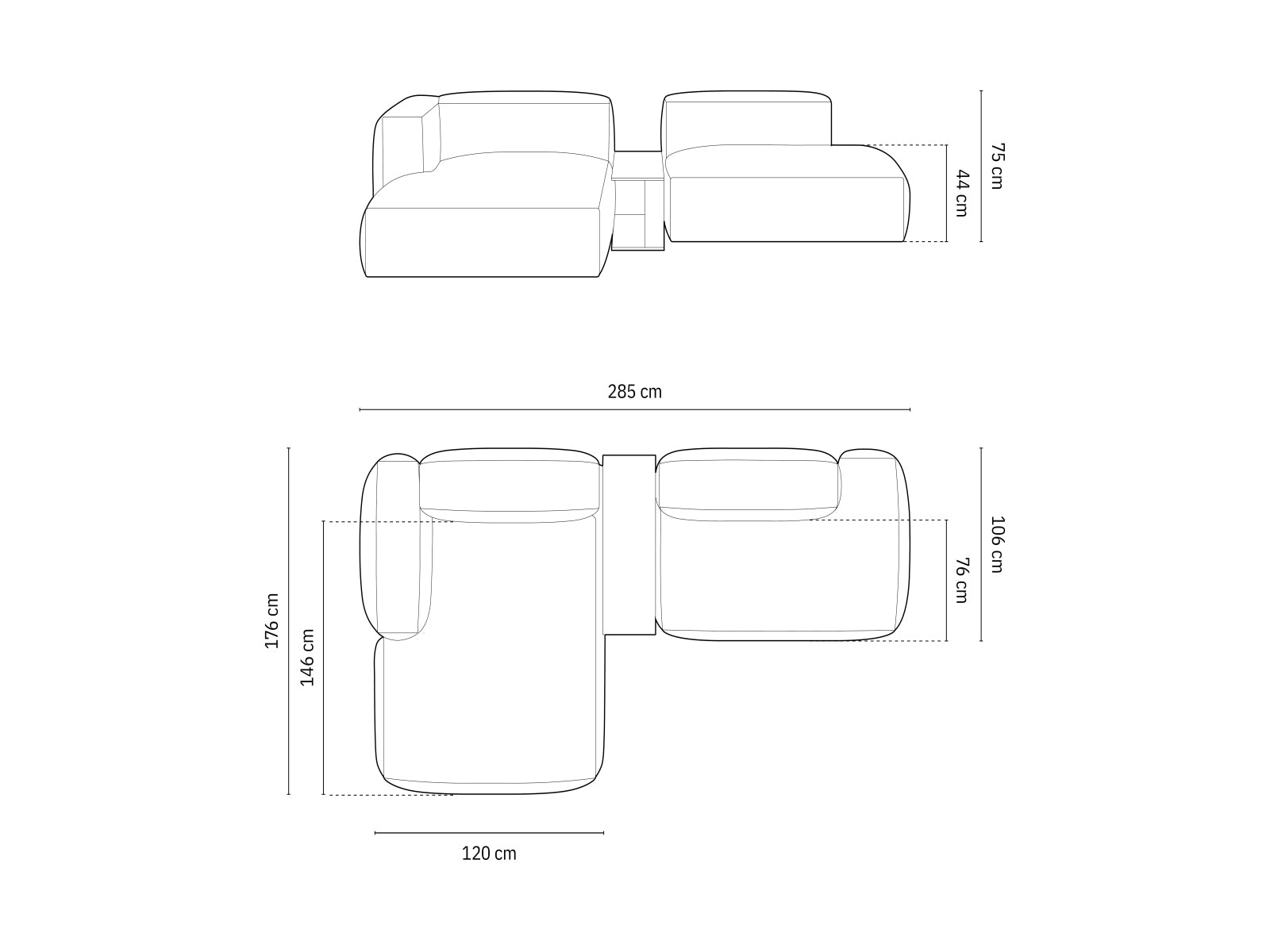 Martina Modulares Ecksofa links 2 Sitzer in Petrol präsentiert im Onlineshop von KAQTU Design AG. Ecksofa links ist von Micadoni