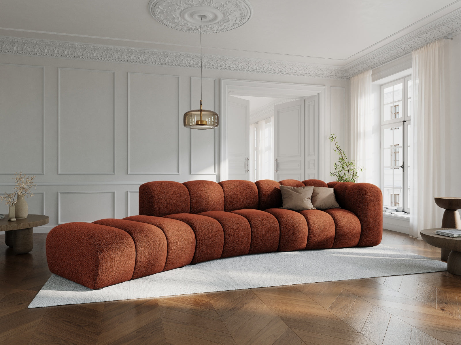 Lupine Modulares Sofa links 5 Sitzer in Terracotta präsentiert im Onlineshop von KAQTU Design AG. L-Sofa links ist von Micadoni