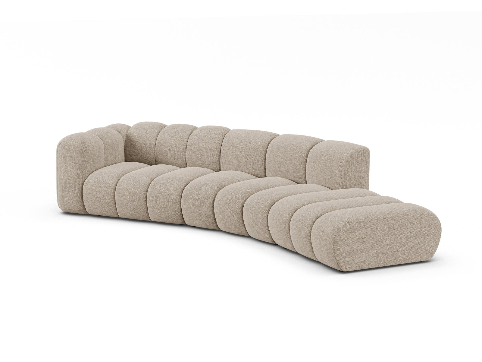 Elegantes Lupine Modular Sofa links, 5 Sitzer in stilvollem Dark Beige-Eden, ideal für moderne Wohnräume, erhältlich bei KAQTU Design AG.