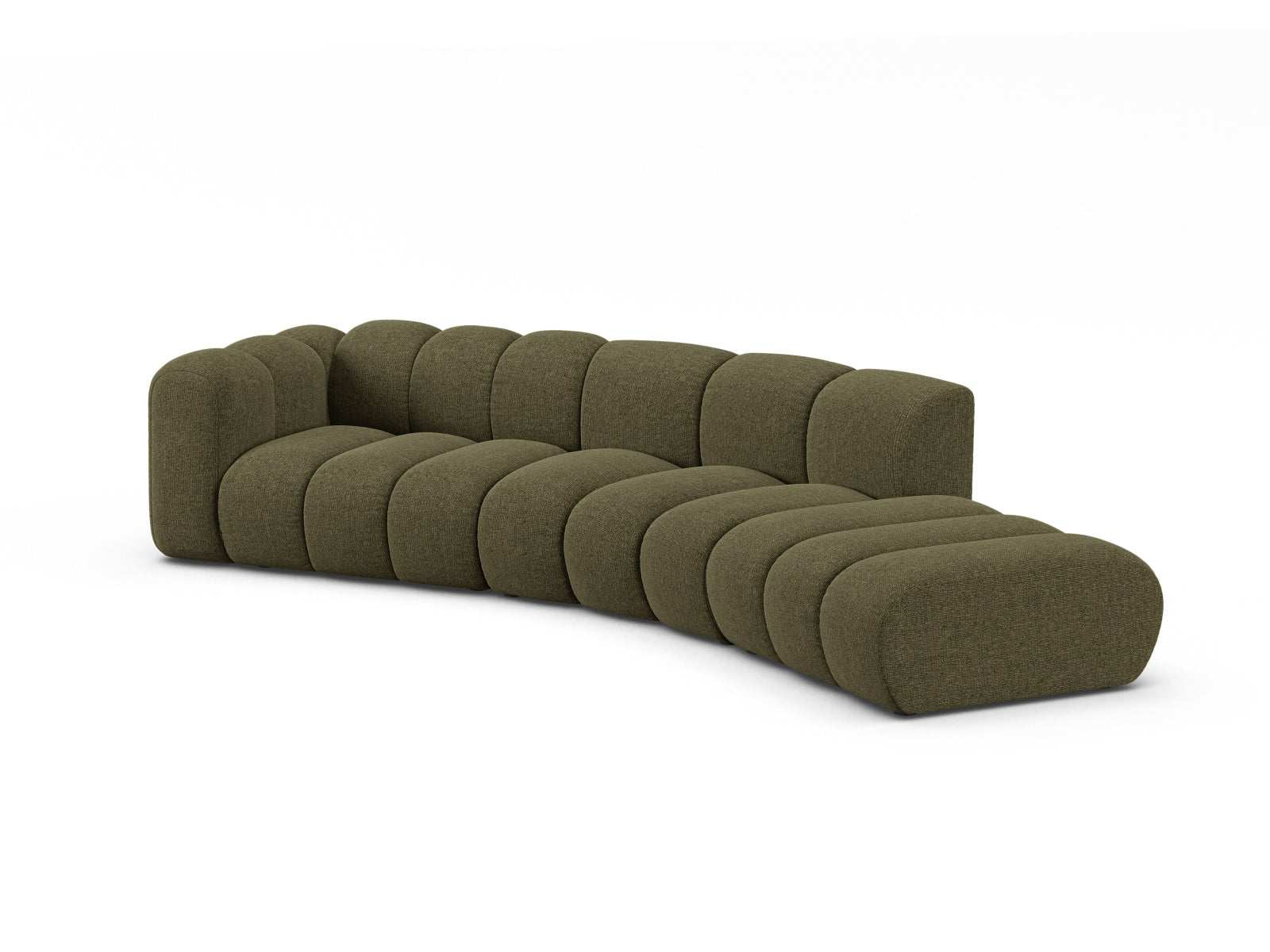 Elegantes Lupine Modular Sofa links, 5-Sitzer in der Farbe Green-Eden, stilvoll und modern für Ihr Zuhause.