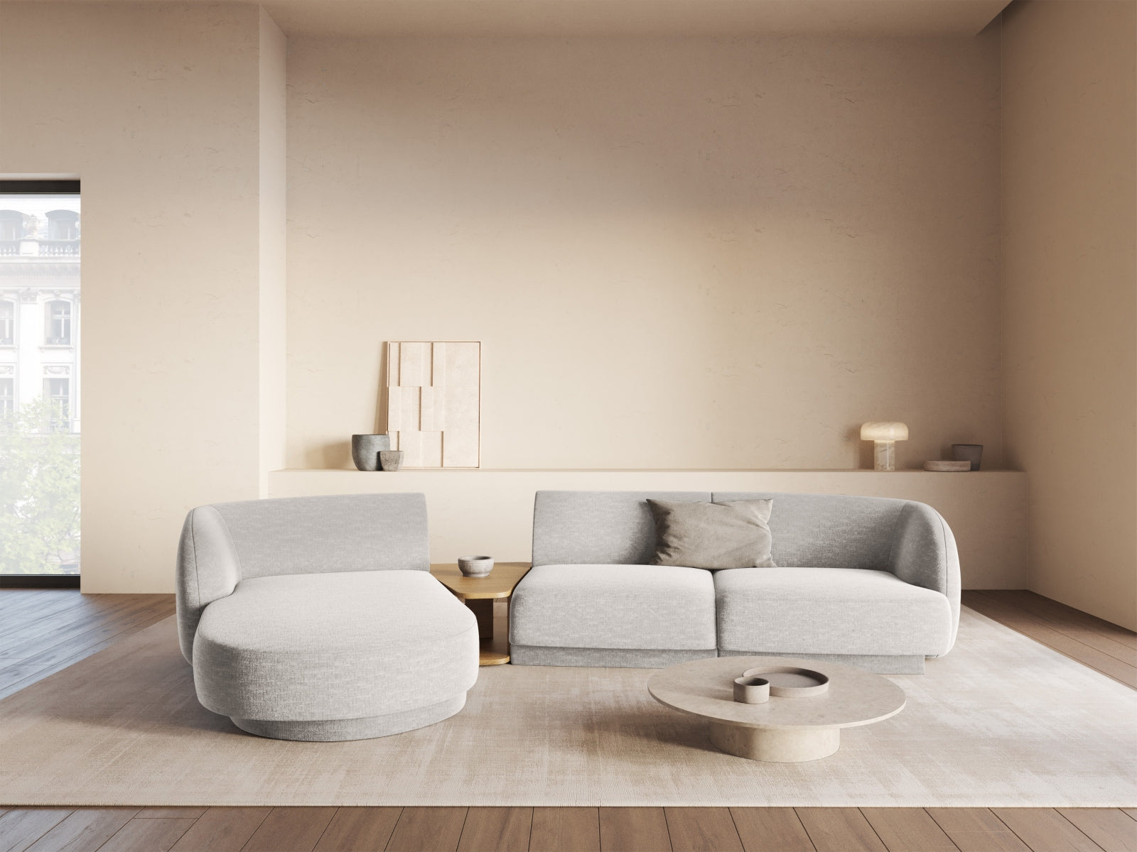 Miley Modulares Sofa links 3 Sitzer in Silver präsentiert im Onlineshop von KAQTU Design AG. L-Sofa links ist von Micadoni