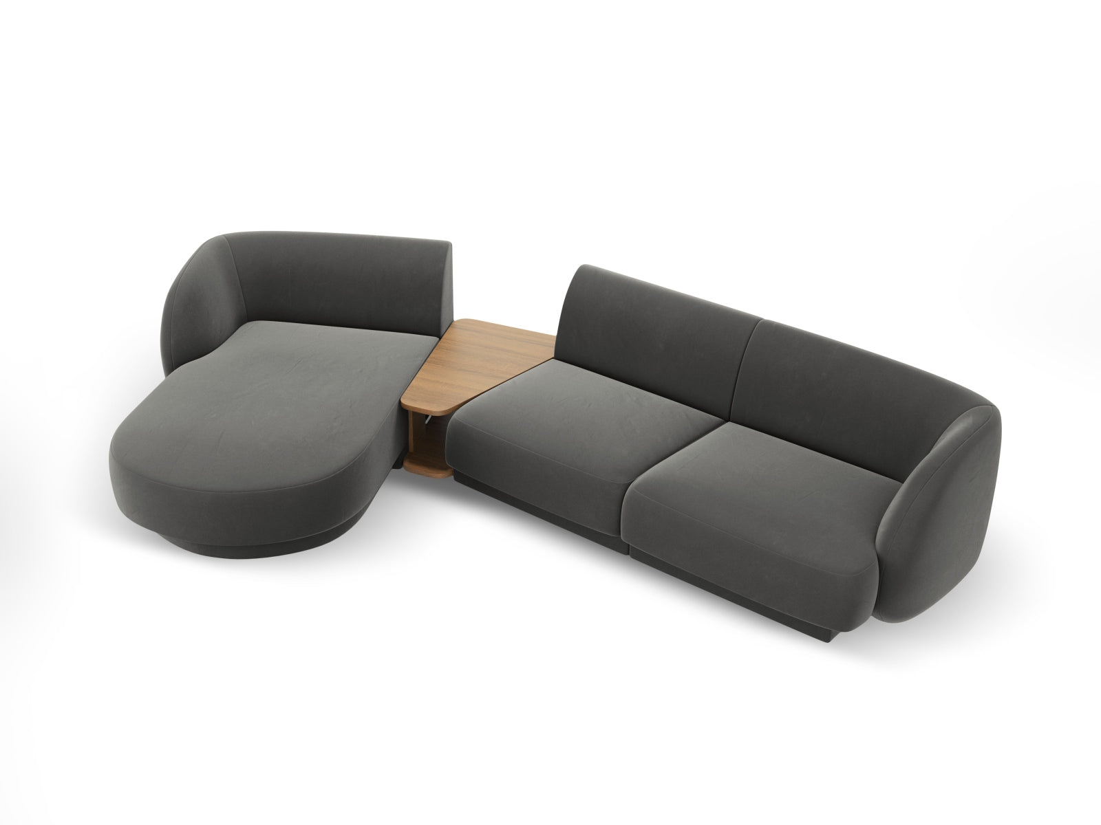 Miley Velour modulares Sofa links 3 Sitzer in Light Grey präsentiert im Onlineshop von KAQTU Design AG. L-Sofa links ist von Micadoni