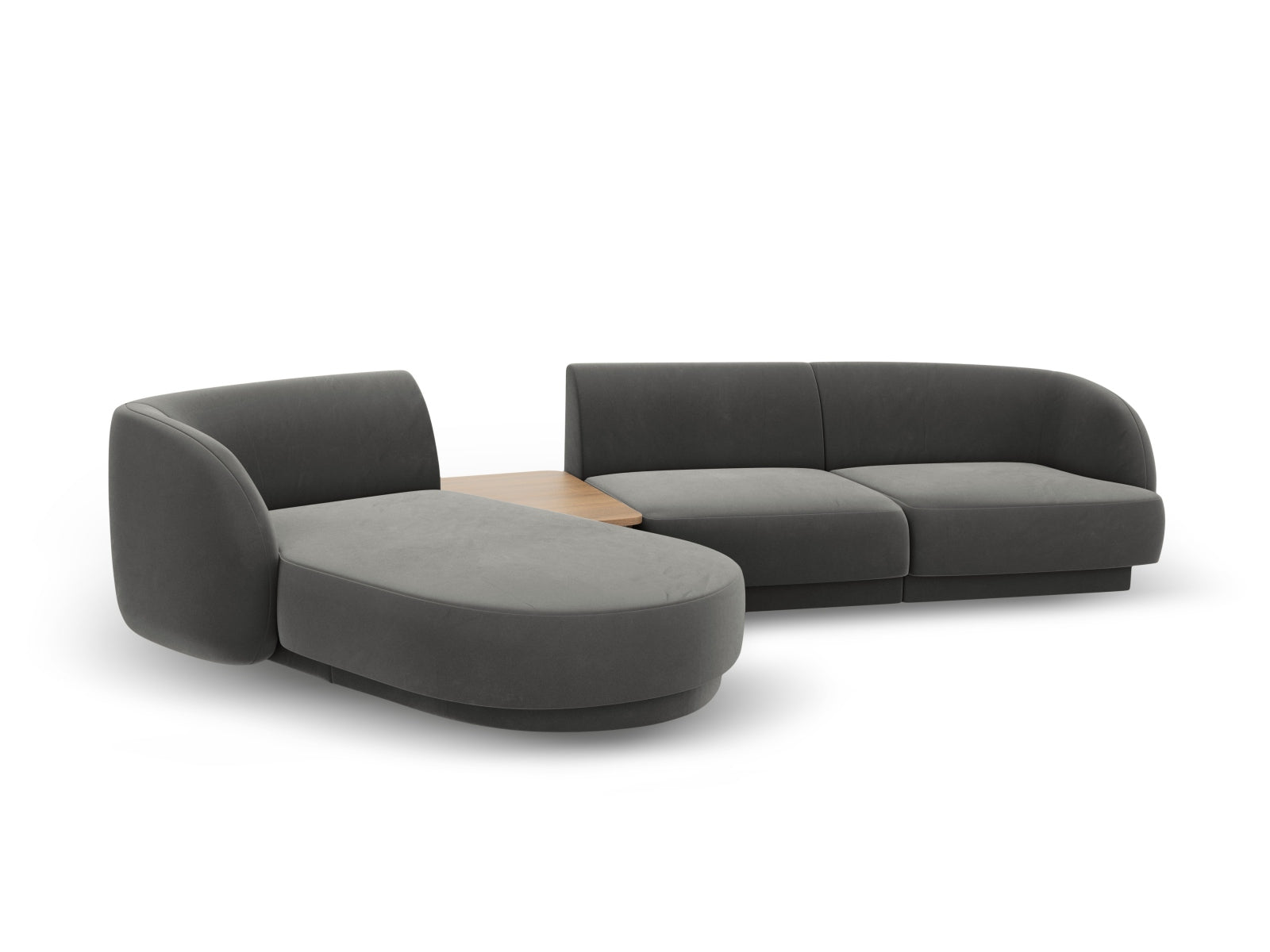 Miley Velour modulares Sofa links 3 Sitzer in Light Grey präsentiert im Onlineshop von KAQTU Design AG. L-Sofa links ist von Micadoni