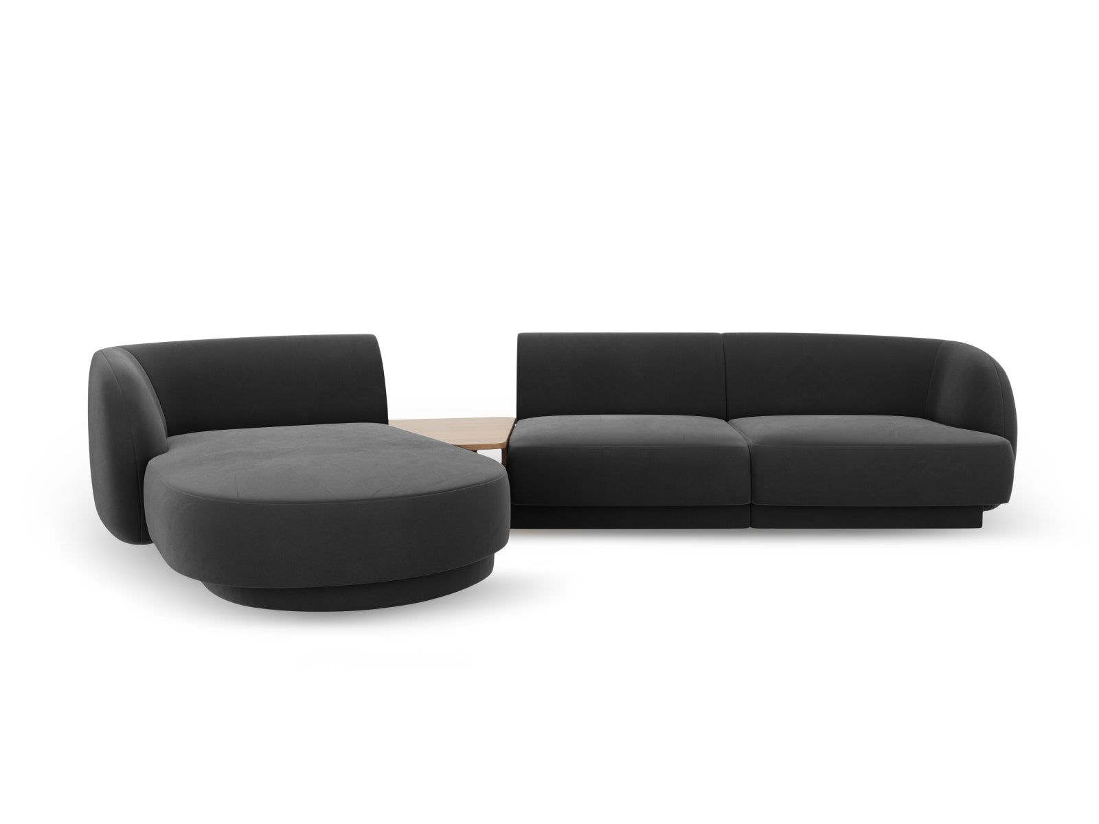 Miley Velour modulares Sofa links 3 Sitzer in Grey präsentiert im Onlineshop von KAQTU Design AG. L-Sofa links ist von Micadoni