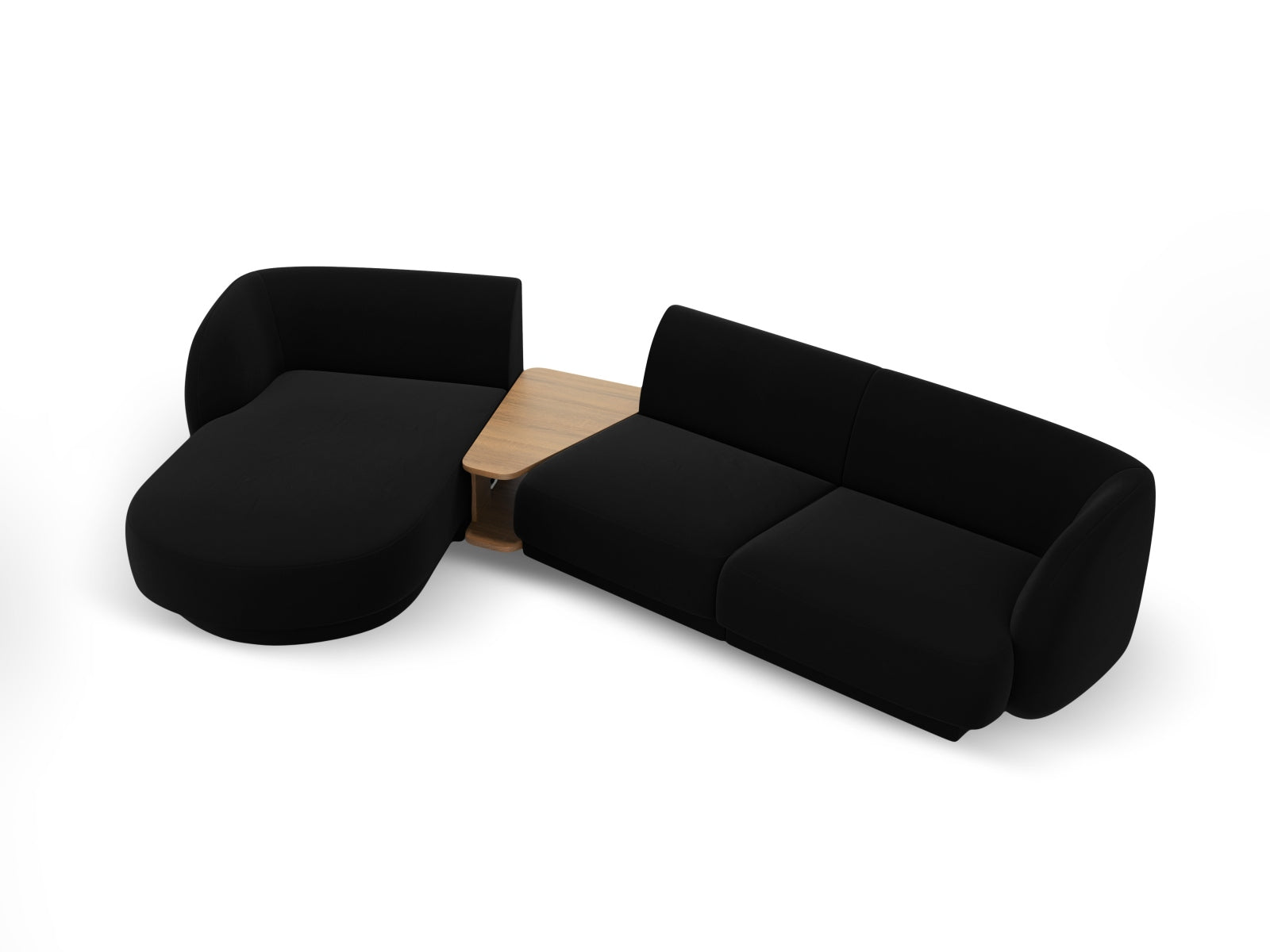 Miley Velour modulares Sofa links 3 Sitzer in Black präsentiert im Onlineshop von KAQTU Design AG. L-Sofa links ist von Micadoni