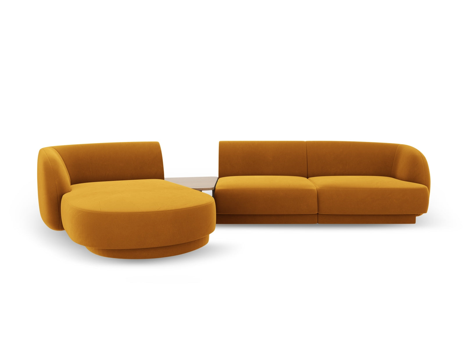 Miley Velour modulares Sofa links 3 Sitzer in Yellow präsentiert im Onlineshop von KAQTU Design AG. L-Sofa links ist von Micadoni