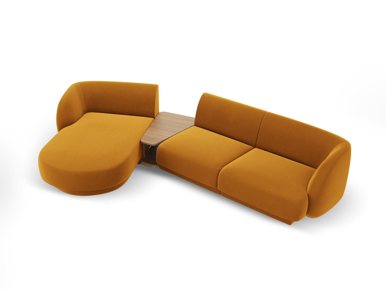 Miley Velour modulares Sofa links 3 Sitzer in Yellow präsentiert im Onlineshop von KAQTU Design AG. L-Sofa links ist von Micadoni