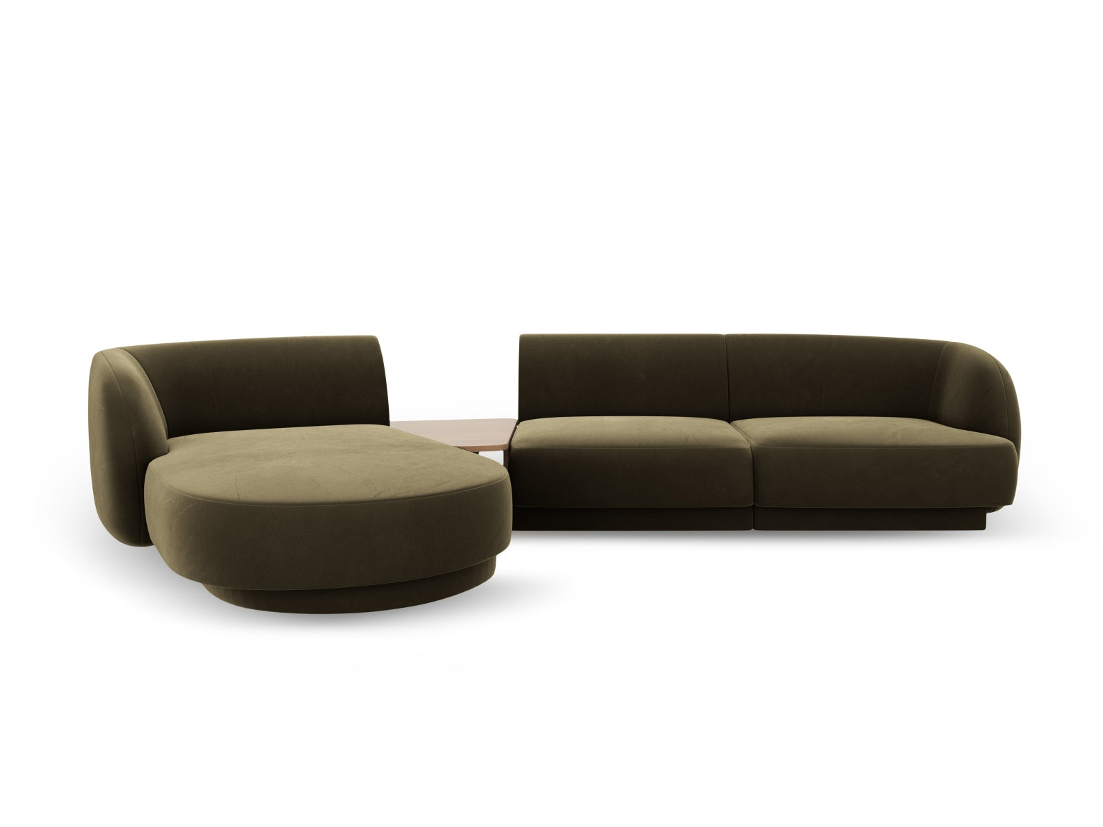 Miley Velour modulares Sofa links 3 Sitzer in Green präsentiert im Onlineshop von KAQTU Design AG. L-Sofa links ist von Micadoni