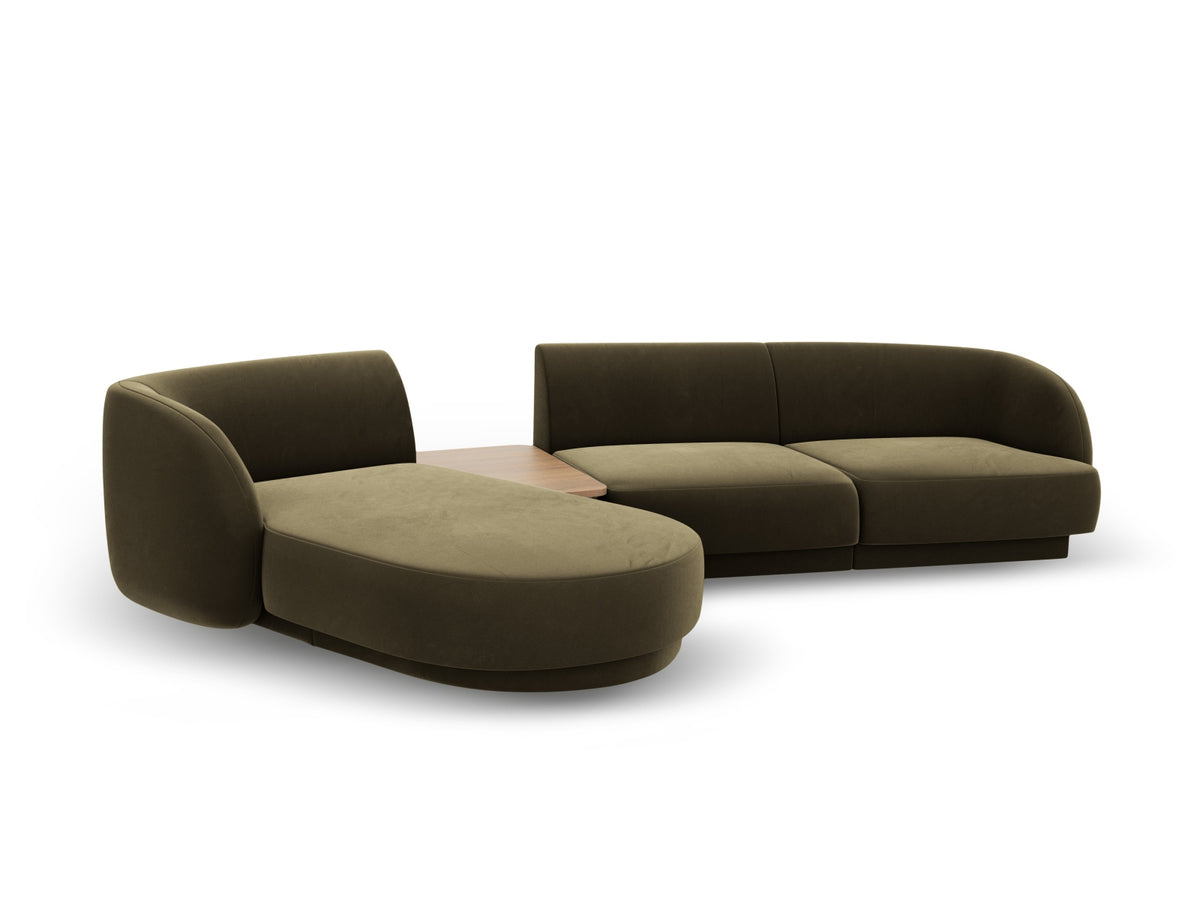 Miley Velour modulares Sofa links 3 Sitzer in Green-Bluvel präsentiert im Onlineshop von KAQTU Design AG. L-Sofa links ist von Micadoni