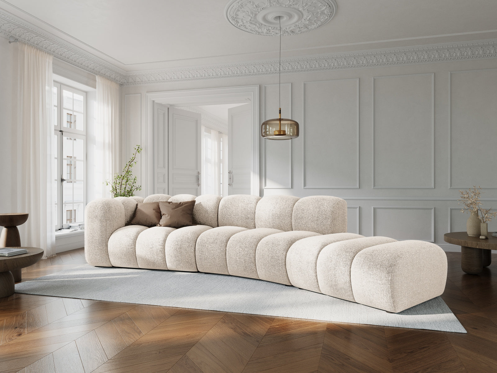 Lupine Modulares Sofa rechts 5 Sitzer in Light Beige präsentiert im Onlineshop von KAQTU Design AG. L-Sofa rechts ist von Micadoni