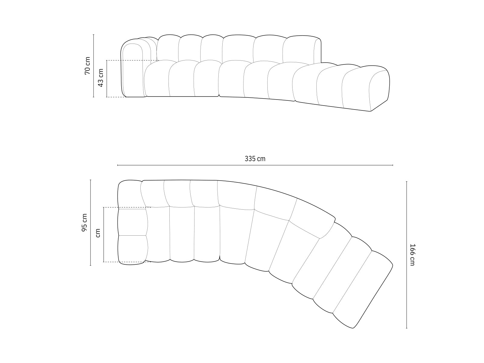 Lupine Modulares Sofa rechts 5 Sitzer in Beige präsentiert im Onlineshop von KAQTU Design AG. L-Sofa rechts ist von Micadoni
