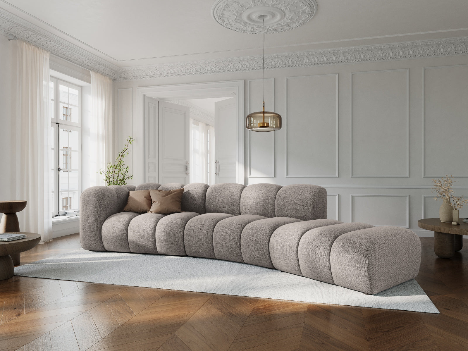 Lupine Modulares Sofa rechts 5 Sitzer in Beige präsentiert im Onlineshop von KAQTU Design AG. L-Sofa rechts ist von Micadoni