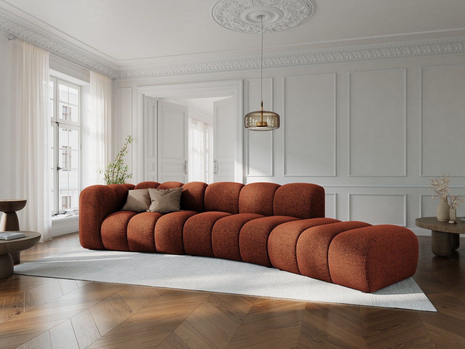 Lupine Modulares Sofa rechts 5 Sitzer in Terracotta präsentiert im Onlineshop von KAQTU Design AG. L-Sofa rechts ist von Micadoni