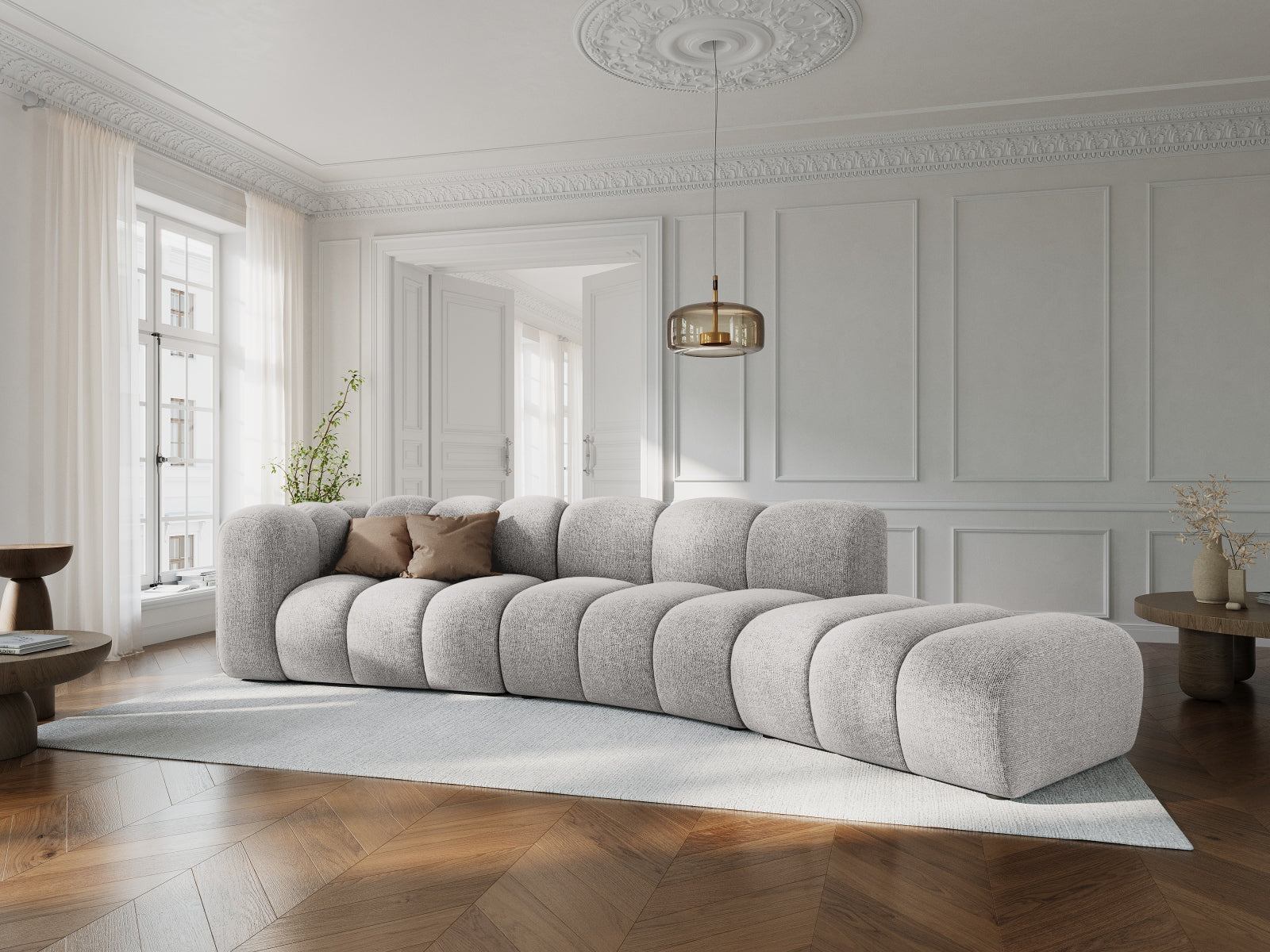 Lupine Modulares Sofa rechts 5 Sitzer in Light Grey präsentiert im Onlineshop von KAQTU Design AG. L-Sofa rechts ist von Micadoni