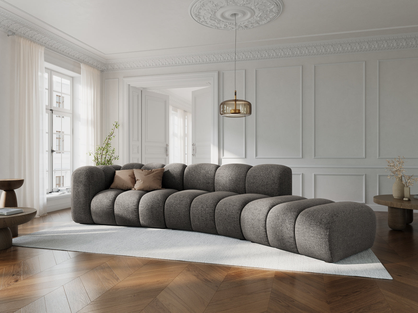 Lupine Modulares Sofa rechts 5 Sitzer in Grey präsentiert im Onlineshop von KAQTU Design AG. L-Sofa rechts ist von Micadoni