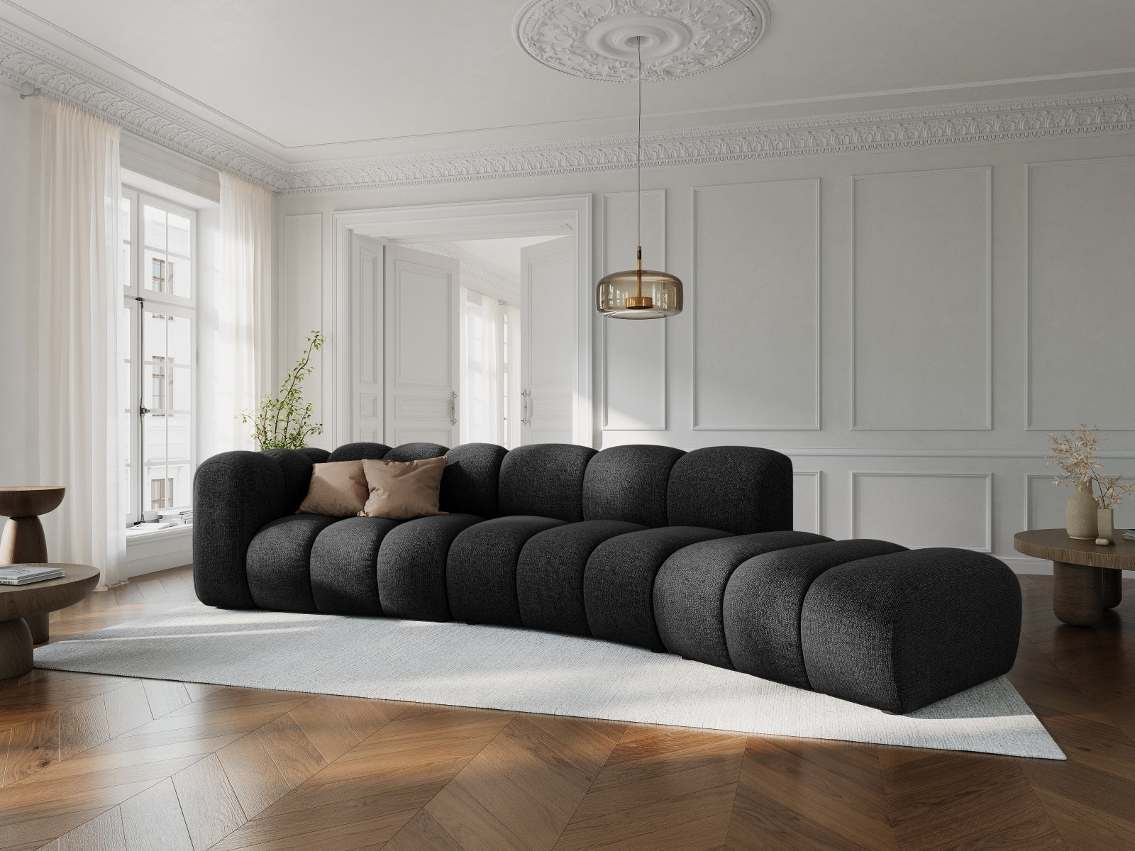 Lupine Modulares Sofa rechts 5 Sitzer in Black präsentiert im Onlineshop von KAQTU Design AG. L-Sofa rechts ist von Micadoni