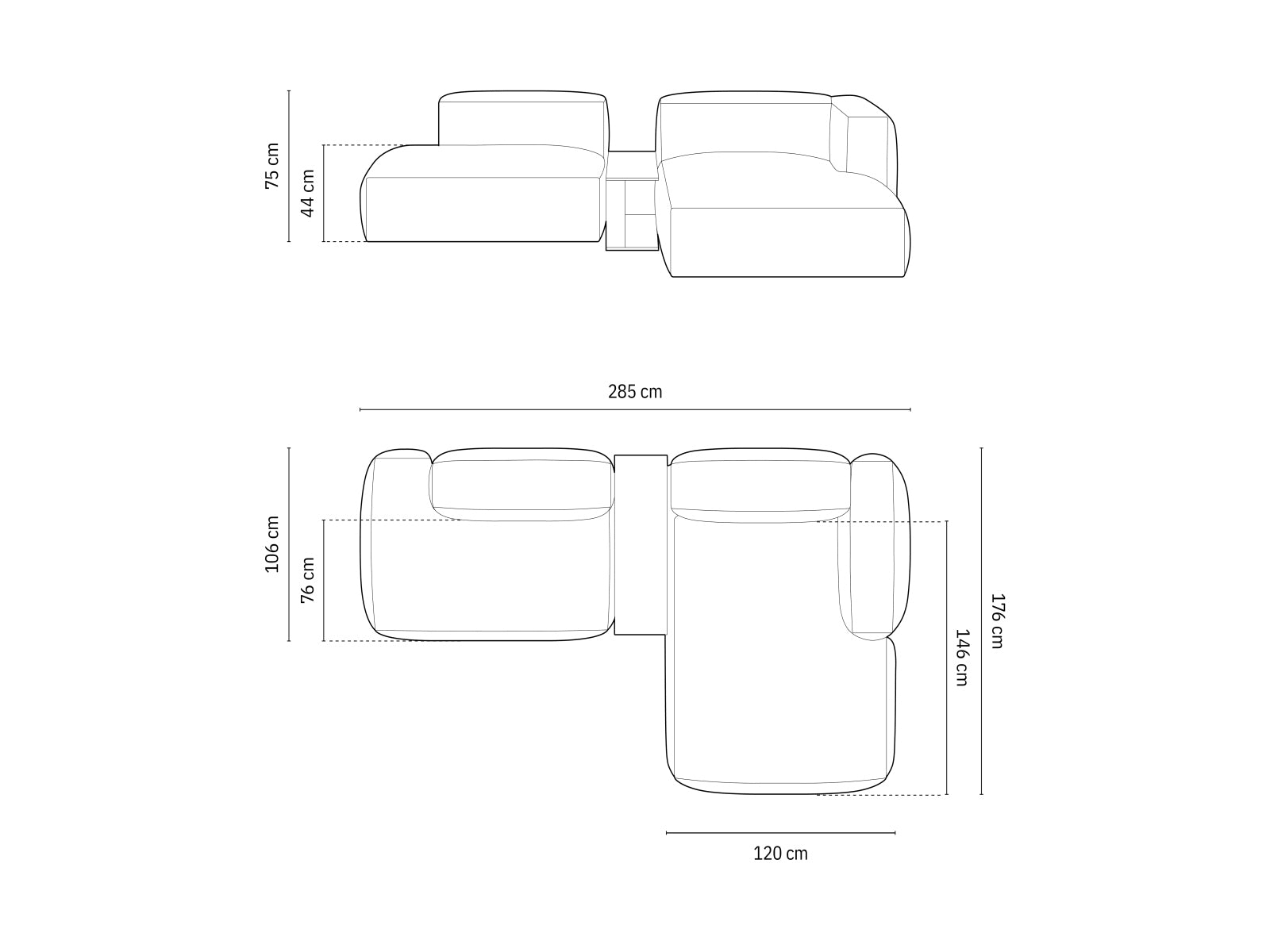 Martina Modulares Ecksofa rechts 2 Sitzer in Brick präsentiert im Onlineshop von KAQTU Design AG. Ecksofa rechts ist von Micadoni