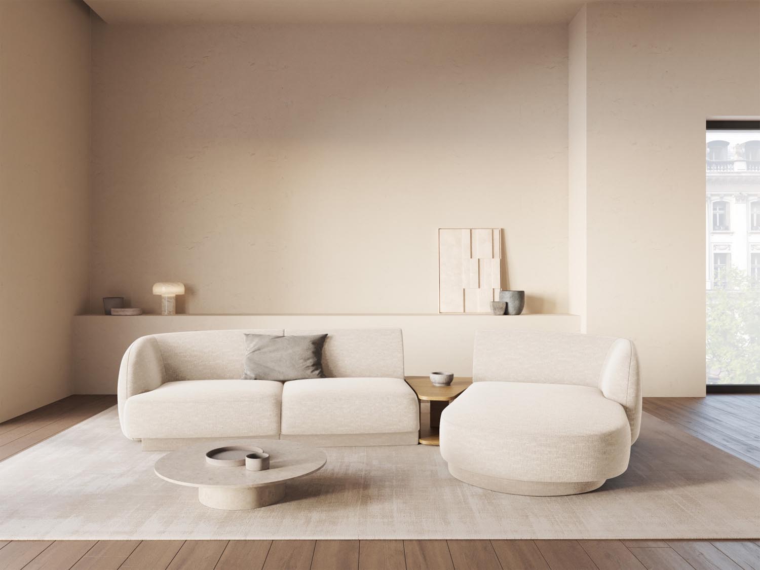 Elegantes Miley Modulares Sofa rechts 3-Sitzer in Ivory-Eden, ideal für stilvolle Wohnräume, präsentiert von Micadoni.