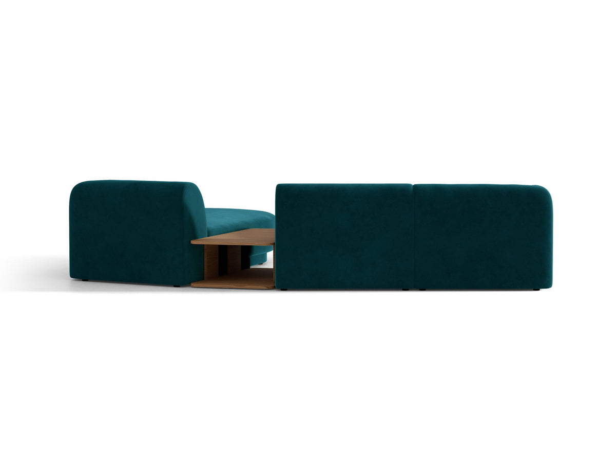 Braunes modulares Sofa Miley von Micadoni mit Baloo-Stoffbezug, schwarzen Kunststofffüssen und L-förmiger Ausrichtung nach rechts.